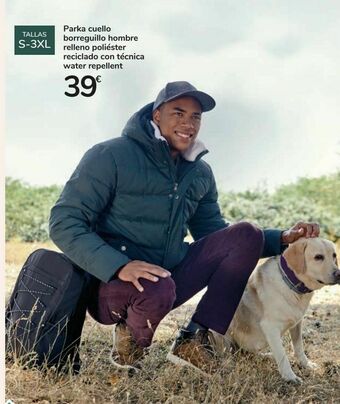Carrefour Parka cuello borreguillo hombre relleno poliéster reciclado con técnica water repellent oferta