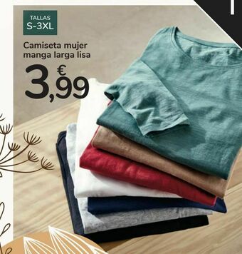 Carrefour Camiseta mujer manga larga lisa oferta