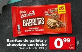 Dia Barritas de galletas y chocolate con leche nestlé oferta