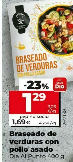 Dia Braseado de verduras con pollo asado dia oferta