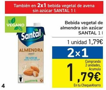 Litoral Bebida vegetal de almendra sin azúcar santal oferta