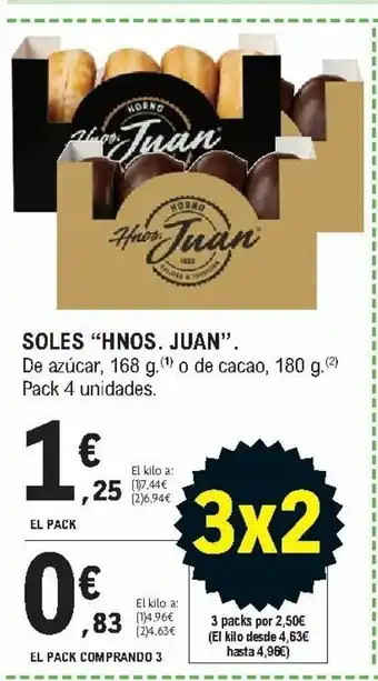 E.Leclerc Hinos. Juan Soles De azúcar 168g o de cacao 180g Pack 4 unidades oferta