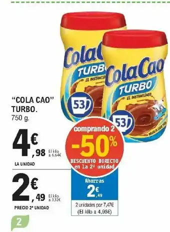 E.Leclerc Cola Cao Turbo 750g oferta
