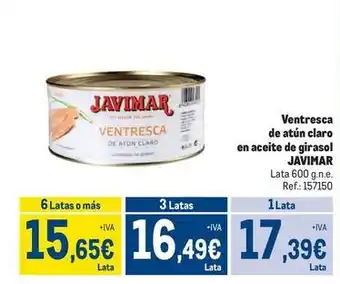 Makro Javimar - ventresca de atún claro en aceite de girasol oferta