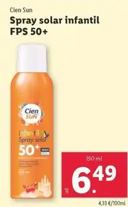 Lidl Cien sun - spray solar infantil fps 50+ oferta