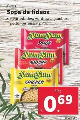 Lidl Yum yum - sopa de fideos oferta