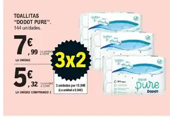 E.Leclerc "Dodot Pure" Toallitas 144 unidades oferta