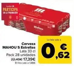 Carrefour Mahou - cerveza 5 estrellas oferta