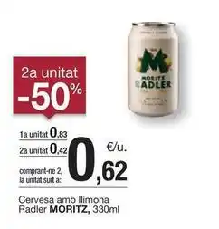 BonpreuEsclat Moritz - cervesa amb llimona radler oferta