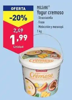 ALDI Milsani - yogur cremoso oferta