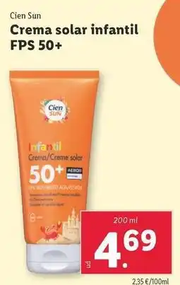 Lidl Cien sun - crema solar infantil fps 50+ oferta