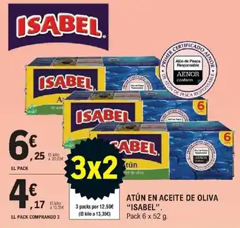 E.Leclerc Isabel Atún En Aceita De Oliva Pack 6 x 52 g oferta