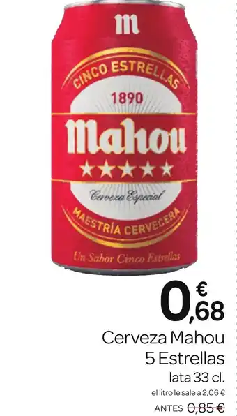 Supermercados El Jamón Cerveza Mahou 5 Estrellas oferta