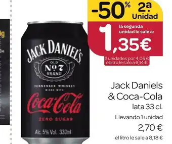 Supermercados El Jamón Jack Daniels & Coca-Cola oferta