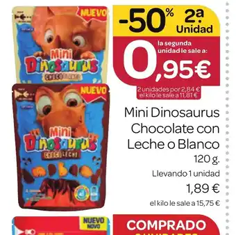 Supermercados El Jamón Mini Dinosaurus Chocolate con Leche o Blanco oferta