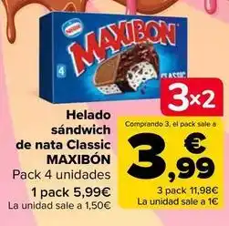 Carrefour Maxibon - helado sándwich de nata classic oferta