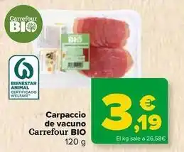 Carrefour Carrefour bio - carpaccio de vacuno oferta