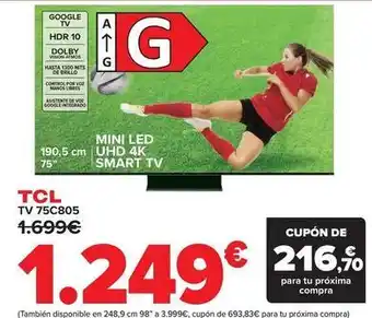 Carrefour Tcl - tv 75c805 oferta