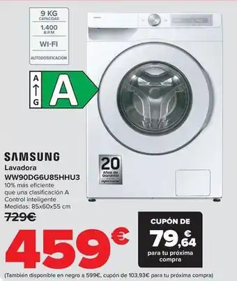 Carrefour Samsung - lavadora ww90dg6u85hhu3 oferta