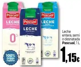 Unide Supermercados Pascual - leche entera, semi o desnatada oferta