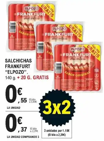 E.Leclerc Salchichas Frankfurt "Elpozo:. 140 g. + 20 g. gratis La Unidad Comprando 3 oferta