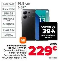 Carrefour Xiaomi - smartphone libre redmi note 13 oferta