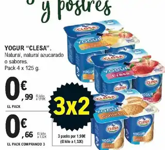 E.Leclerc Yogur "Clesa" Pack 4 x 125 g. El Pack Comprando 3 oferta