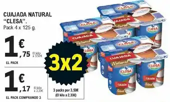 E.Leclerc Cuajada Natural "Clesa" Pack 4 x 125 g. El Pack Comprando 3 oferta