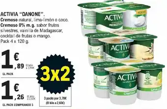 E.Leclerc Activia "Danone" Pack 4 120 g. El Pack .Comprando 3 oferta