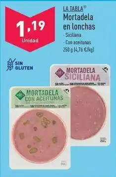 ALDI La tabla - mortadela en lonchas oferta