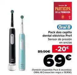 Carrefour Oral b - pack dúo cepillo dental eléctrico pro1 oferta