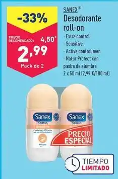 ALDI Sanex - desodorante roll- on oferta