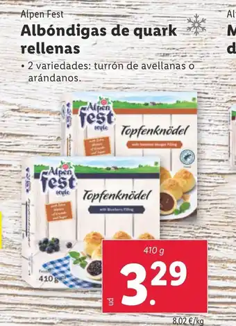 Lidl Albóndigas de quark rellenas oferta