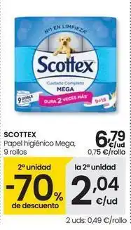 Eroski Scottex - papel higienico mega 9 rollos oferta