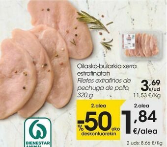 Eroski Filetes extrafinos de pechuga de pollo oferta