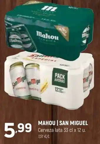 Coviran MAHOU | SAN MIGUEL Cerveza lata 33 cl x 12 u. oferta