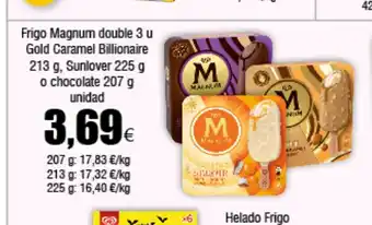 Froiz Frigo Magnum double 3 u Gold Caramel Billionaire 213 g, Sunlover 225 g o chocolate 207 g unidad oferta