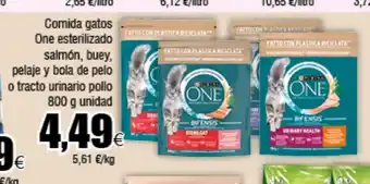 FROIZ Comida gatos One esterilizado salmón, buey, pelaje y bola de pelo o tracto urinario pollo oferta