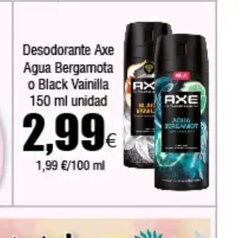 FROIZ Desodorante Axe Agua Bergamota o Black Vainilla 150 ml unidad oferta