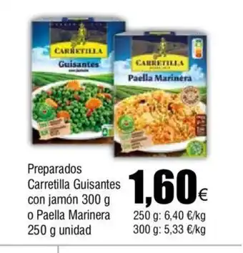 FROIZ Preparados Carretilla Guisantes con jamón 300 g o Paella Marinera 250 g unidad oferta