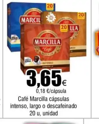 FROIZ Café Marcilla cápsulas intenso, largo o descafeinado 20 u, unidad oferta