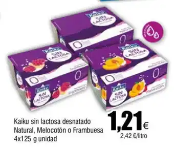 FROIZ Kaiku sin lactosa desnatado Natural, Melocotón o Frambuesa 4x125 g unidad oferta