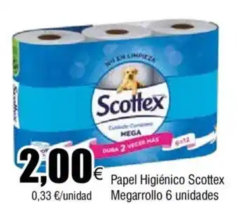 FROIZ Papel Higiénico Scottex Megarrollo 6 unidades oferta