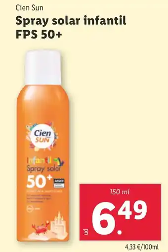 Lidl Spray solar infantil FPS 50+ oferta