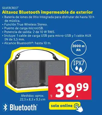 Lidl Altavoz Bluetooth impermeable de exterior oferta
