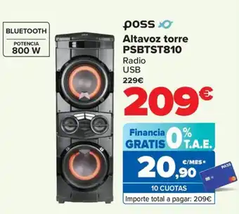 Carrefour Altavoz torre PSBTST810 oferta