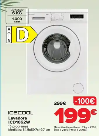 Carrefour ICECOOL Lavadora ICD1062W oferta