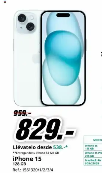 MediaMarkt iPhone 15 oferta