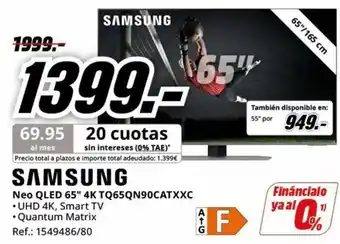 MediaMarkt Neo QLED 65" 4K TQ65QN90CATXXC oferta