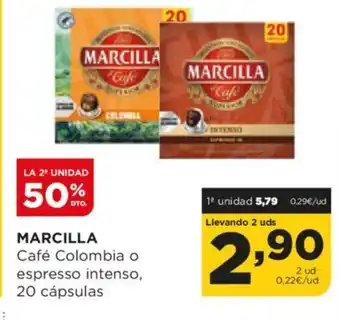 Alimerka MARCILLA Café Colombia o espresso intenso, 20 cápsulas oferta
